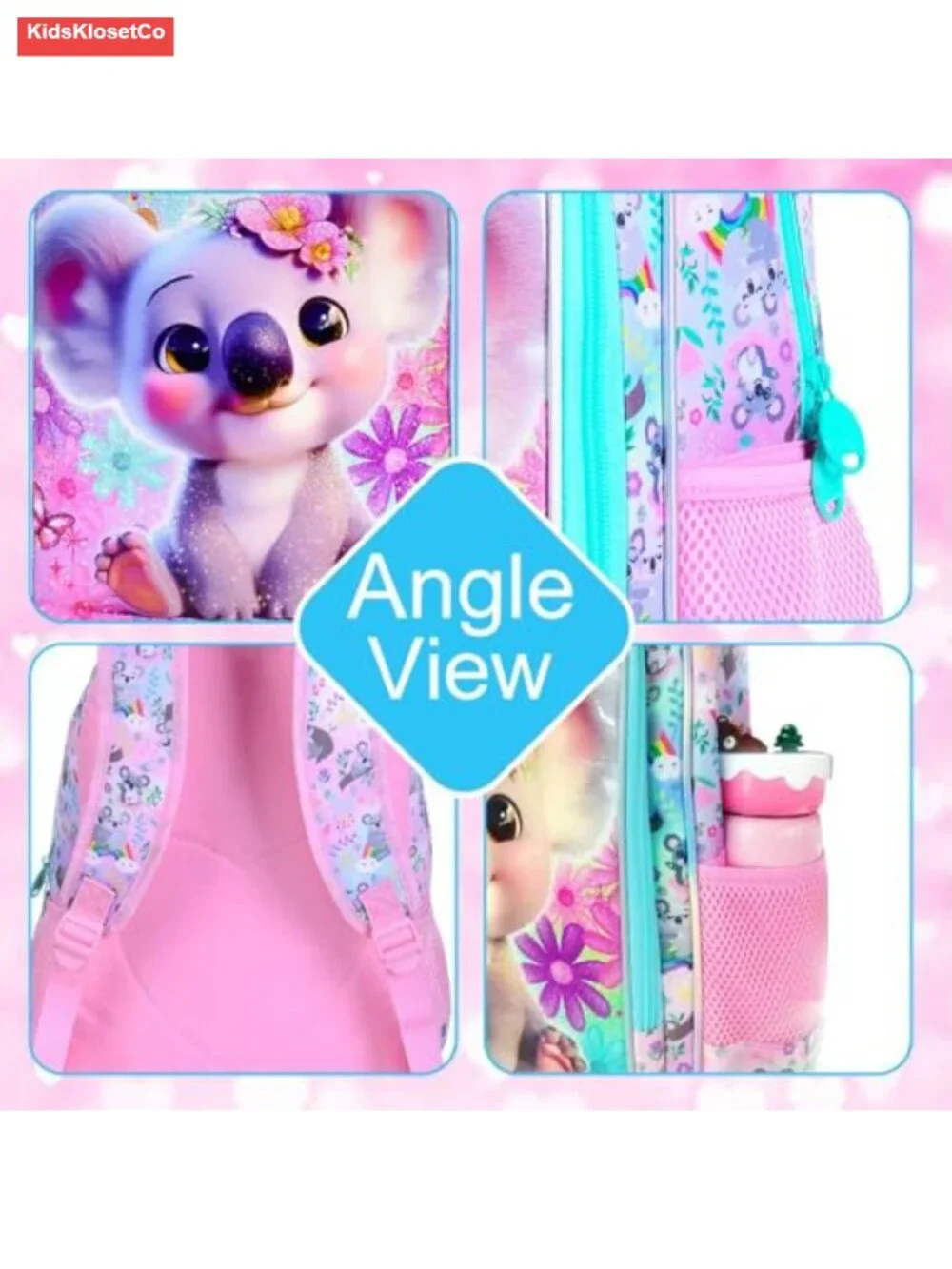 3PCS Girls Backpack Set with Lunch Box, Water Resistant School Bag